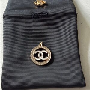 CC upcycled gold white stones charm